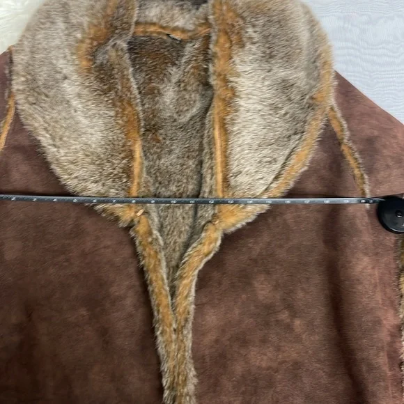 No Name Chocolate Brown Faux Suede & Faux Fox Fur Lined Coat XL - Picture 10 of 11